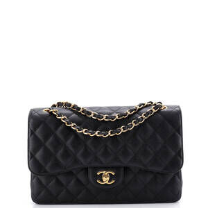 Chanel Jumbo Classic Double Flap Bag Quilted Caviar